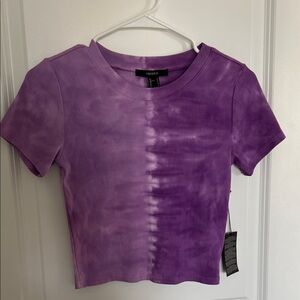 Forever 21 Purple Tie-Dye Ribbed Crop Tee